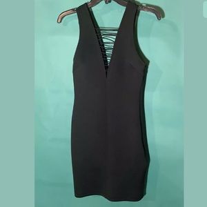 SOPRANO Black V Ladder Strap Scuba Mini Dress